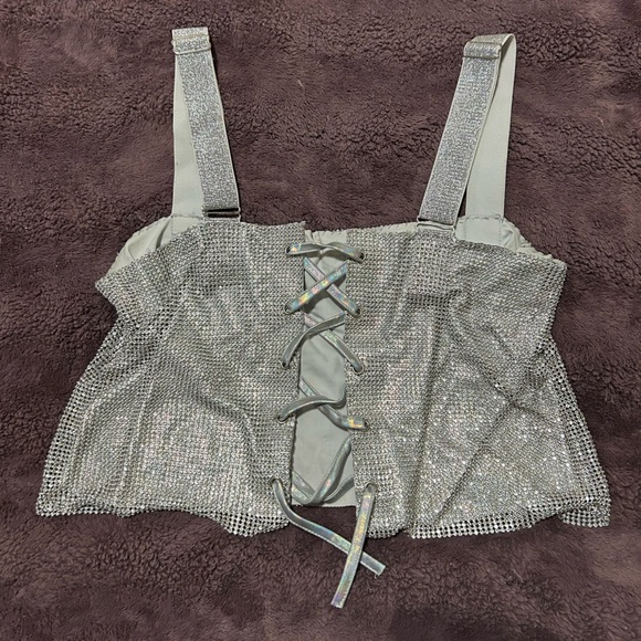 Silver Rhinestone Bustier Top - Picture 2 of 2